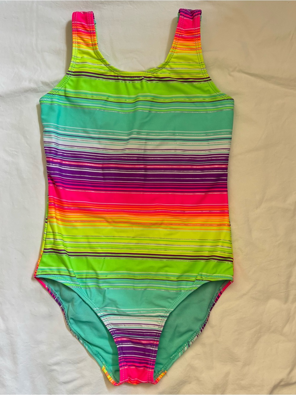 SO Neon Multicolor Striped Kids One-Piece Swimsuit
